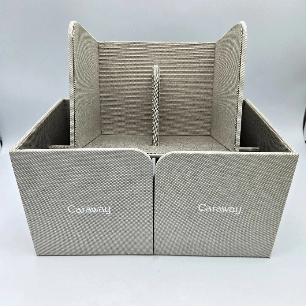 Caraway Food Storage Bin‎ Holder Pantry Organizers Gray Canvas Magnetic Set of 3